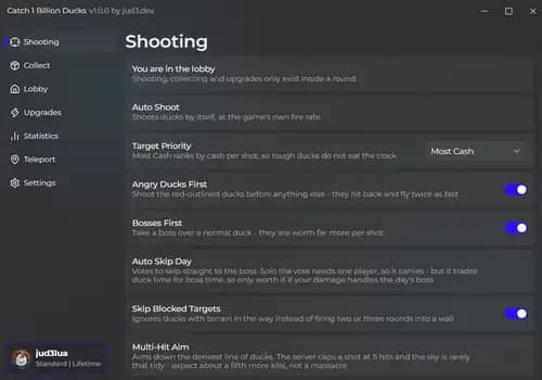 [jud3dev] Catch 1 Billion Ducks Scripts - Auto Shoot, Auto Sell Key System