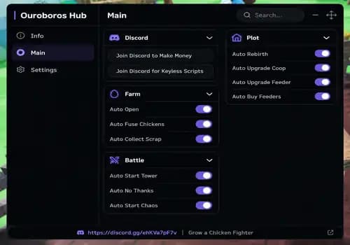 [Ouroboros Hub] Grow a Chicken Fighter Script - Auto Farm GUI, Rebirth