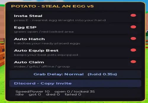 [Potato Hub] Steal An Egg Script - Auto Farm, Esp