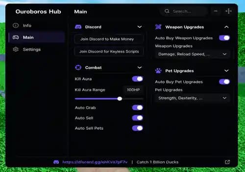 [Ouroboros Hub] Catch 1 Billion Ducks Scripts - Auto Shoot, Auto Sell, Auto Buy