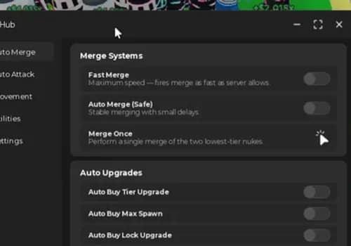 Merge a Nuke Script - Auto Merge, Auto Upgrades, Auto Attack GUI screenshot