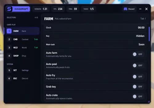 Sell Fries Script - WolfScript Hub | Auto Farm, Auto Peel GUI screenshot