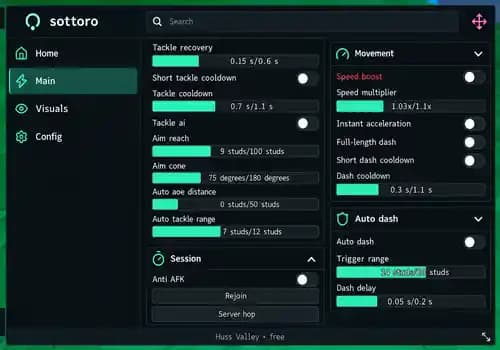 [Sottoro Hub] Huss Valley Script - Auto Dash, ESP and More