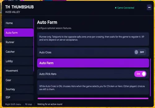[ThumbsHub] Huss Valley Script - Auto Farm, Auto Cross, Auto Dodge