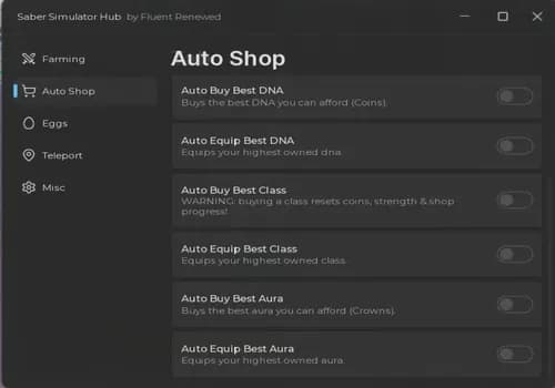 Saber Simulator Script - Auto Swing/Auto Egg
