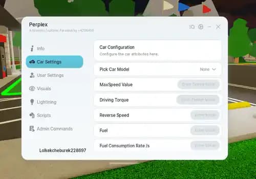 Washiez Car Wash Script Perplex - Car Settings, Speed, Fuel